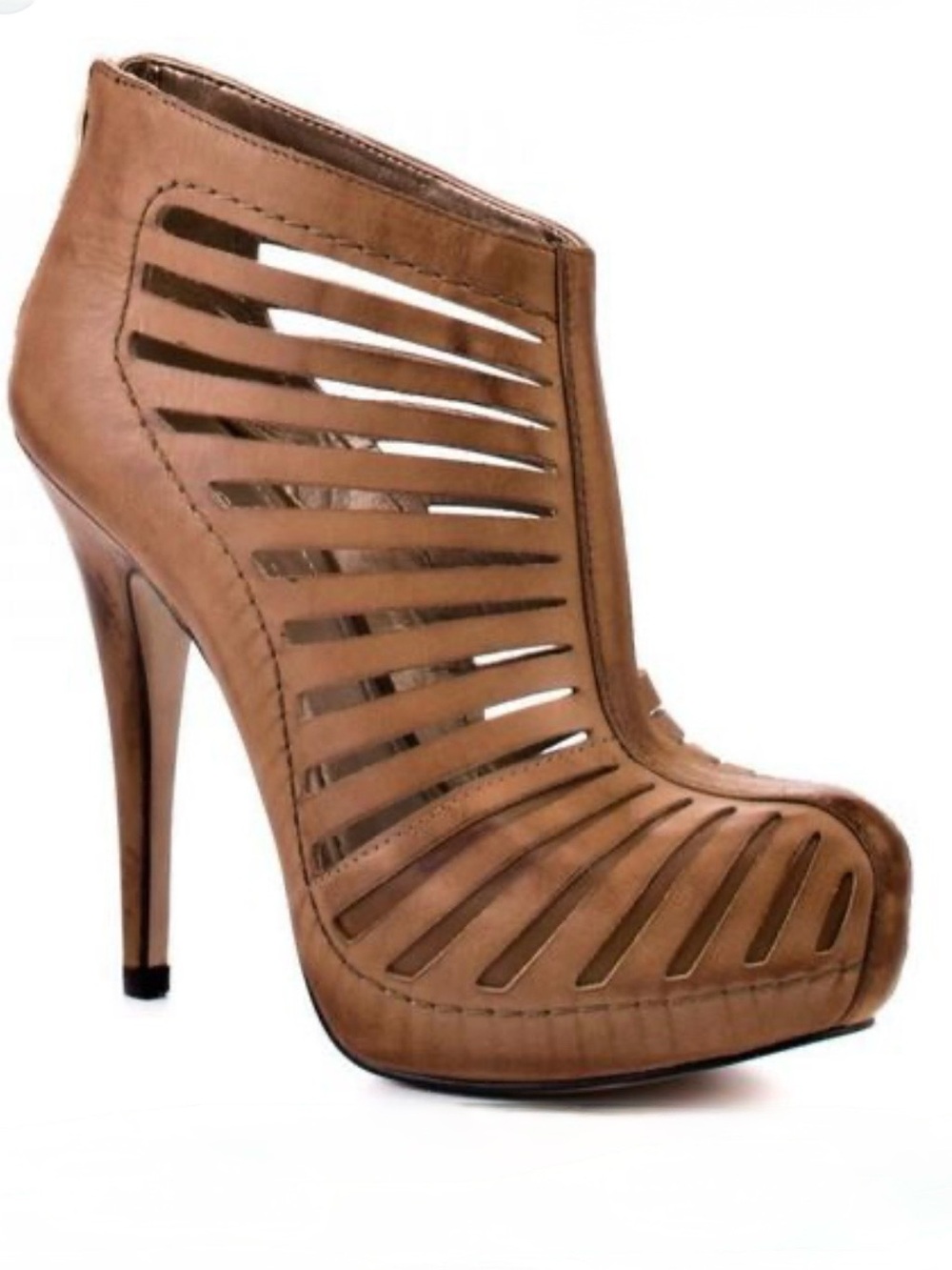 BCBGeneration Tan Cutout High Heel Bootie